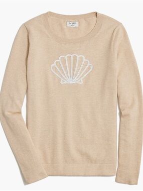 J.Crew Factory Seashell Sequin Teddie Knit Sweater Beige Size Small